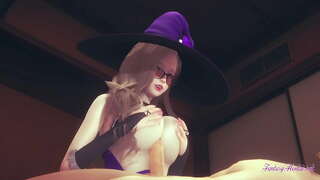 Genshin Impact Hentai - oogpunt Lisa blowjob en titjob gepenetreerd